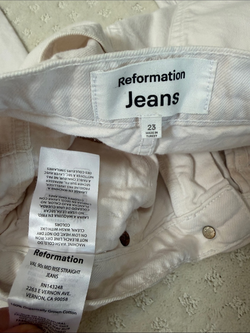 Reformation Val 90s mid rise Cream High-Rise Straight Jeans